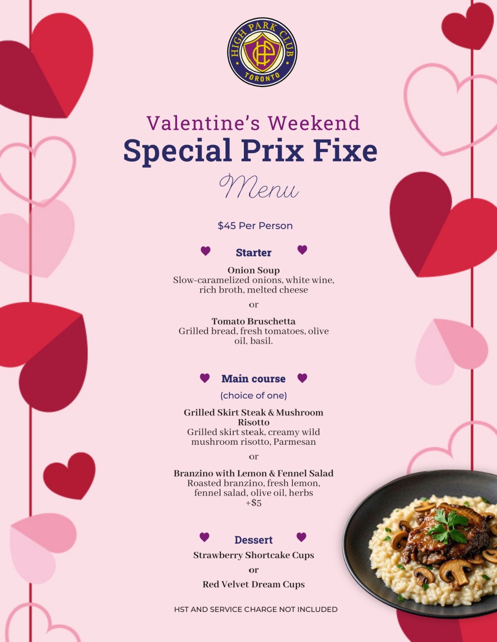 Valentines Day Menu 2026